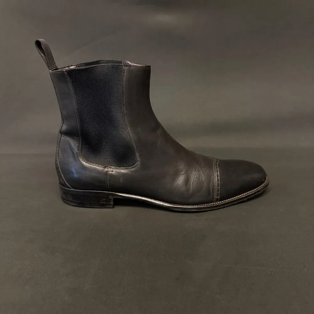 Gucci Men's Black Leather Chelsea Boots UK Size 8 1/2 D vintage 138165